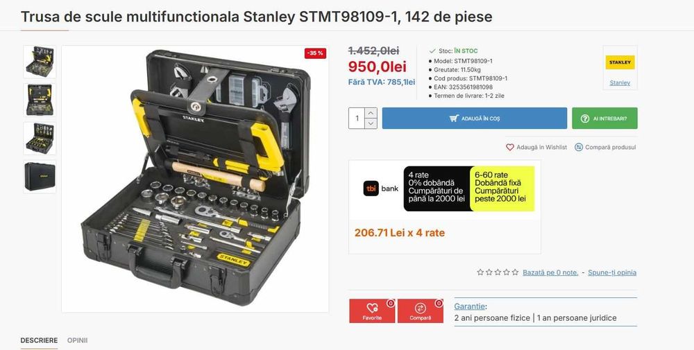 Trusa de scule multifunctionala Stanley STMT98109-1 INCOMPLETA