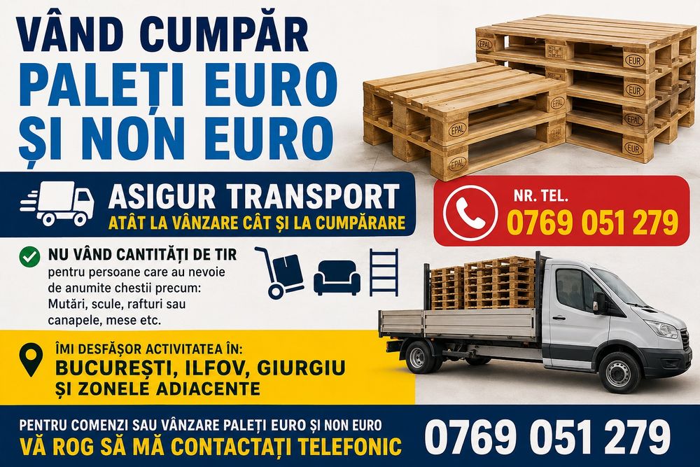 Vând cumpăr paleti euro și non euro