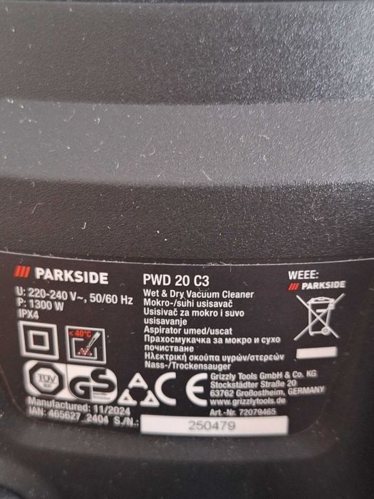 Прахосмукачка за сухо и мокро почистване Parkside