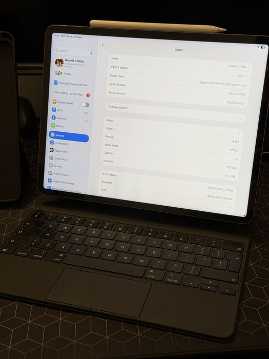 Apple iPad Pro 12.9” M1 (2021, Gen 5) – 128GB, 120Hz ProMotion, Liquid Retina XDR, Apple Pencil + Tastatură