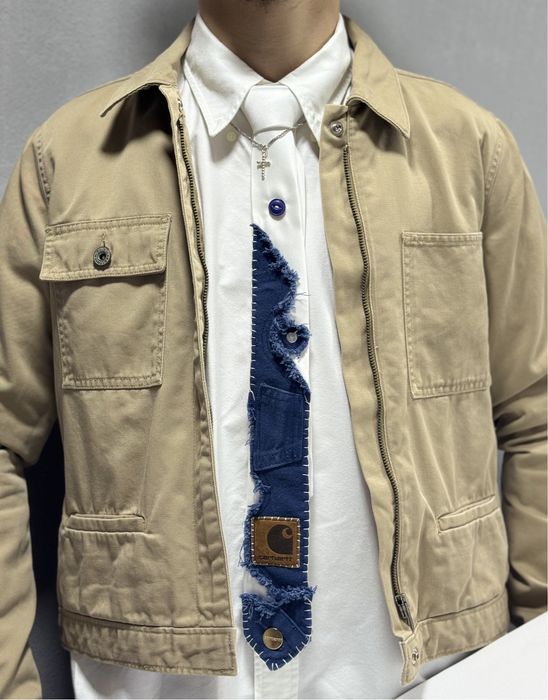 Cravata Carhartt WIP reworked 1of1 handmade white & blue