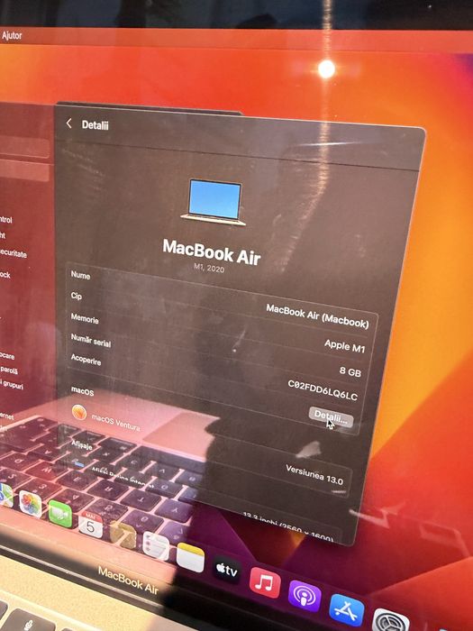 Macbook Air 2020 M1 8gb cu 256gb