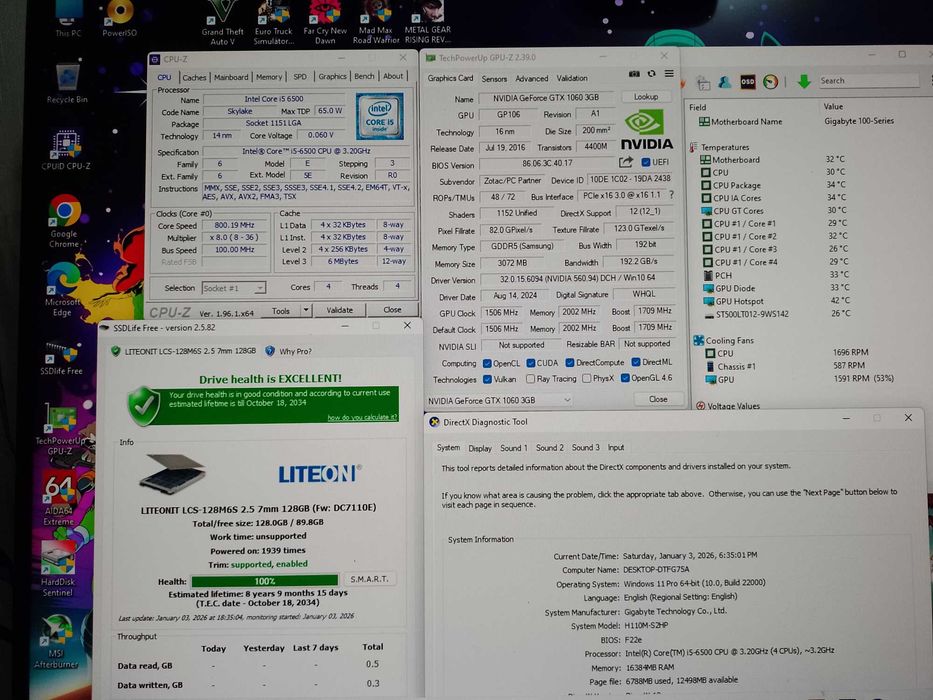 Unitate PC Gaming i5 6500 3.6Ghz/16GB DDR4/GTX1060 3GB GDDR5/SSD GTA V