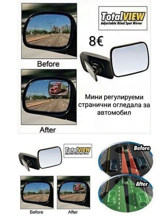 Мини регулируеми странични огледала за автомобил