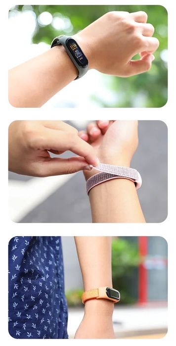 Текстилна каишка с велкро за Xiaomi MiBand 3 | 4 | 5 | 6 | 7