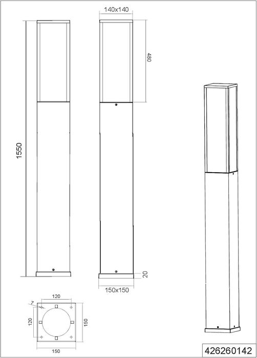 Lampa de exterior, Trio Lighting Fuerte,Metal,Lumina LED,Antracit,2buc