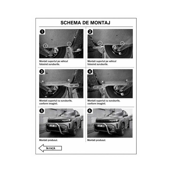 Bullbar auto fata negru mat compatibil Dacia Duster III 2024-> cu kit montaj Cod: 6166D3