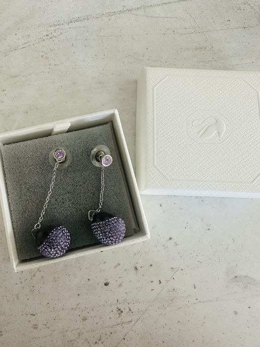 Оригинални Swarovski обеци 2в1 (мънички + висящи) - оригинална кутия