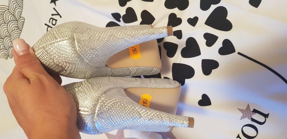 Pantofi piele argintiu marime 36