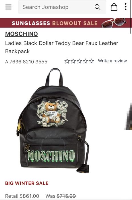 Ghiozdan Moschino nou de la 4000 RON la 1600 RON