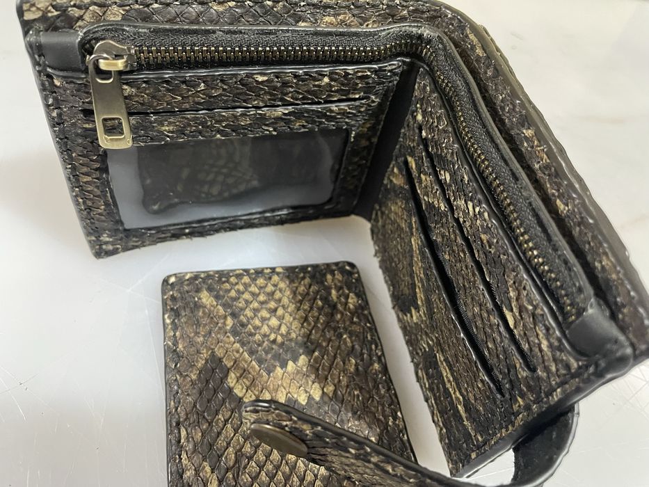 Портмоне бифолд из натуральной кожи питона, ручная работа.