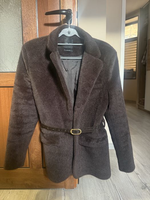 Дамско палто с коланче-универсален размер,XS/S