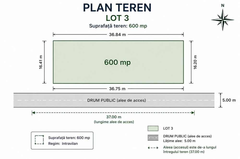 Teren intravilan de 1200 mp, utilități disponibile