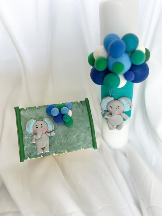 Lumanari botez handmade +cadou, cutie pentru moț