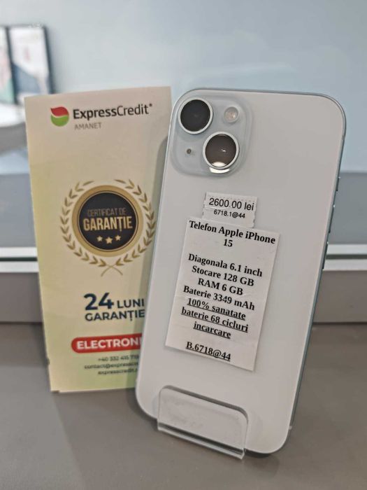 (Ag44 B6718) Iphone 15 128GB - Garantie 2 ani!