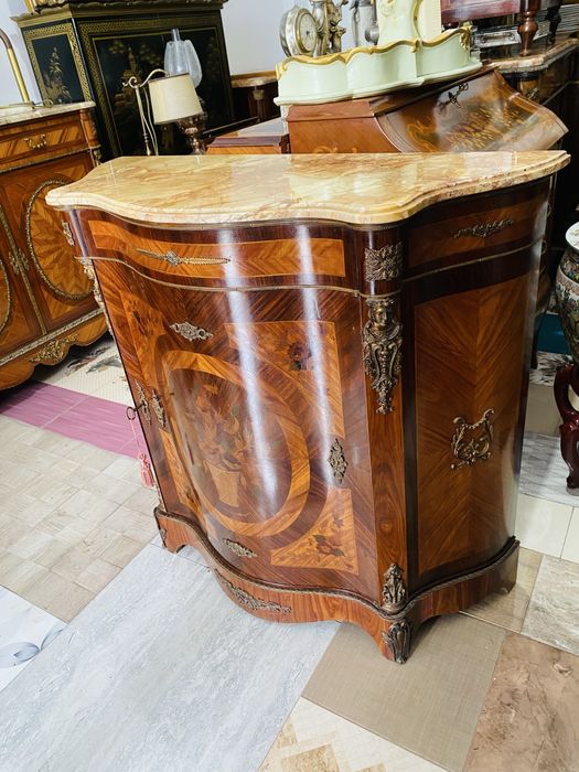 Comoda Vintage Louis XV Lemn Masiv Bronz Marmura Baroc  Antic Vechi
