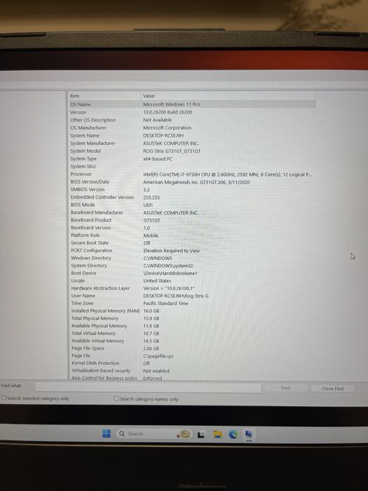Laptop Gaming Asus ROG G731GT, Intel i7 9750H, 17,3”inch, 512GB SSD