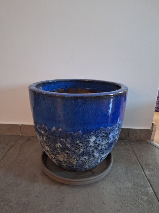 Ghiveci ceramica cu farfurie 37 cm