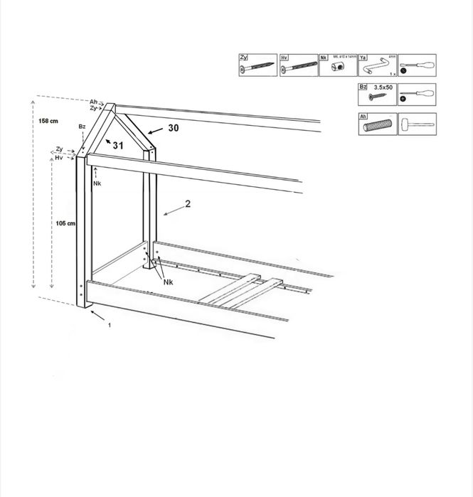 Pat montessori tip casuta lemn natur 90x200 cu saltea inclusa