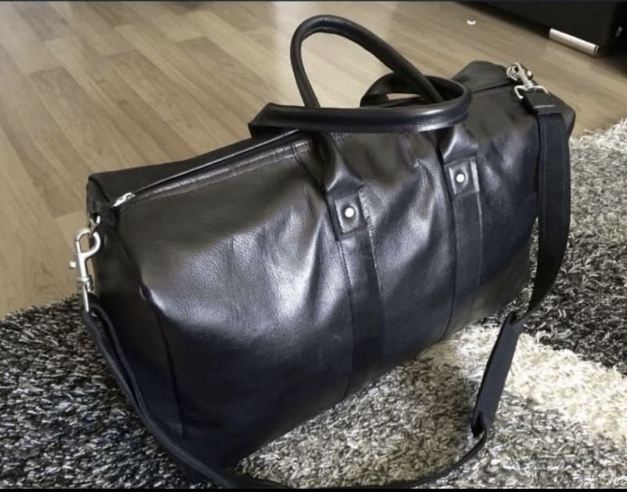 Geanta de voiaj/transport/sala din piele naturala negru/.black