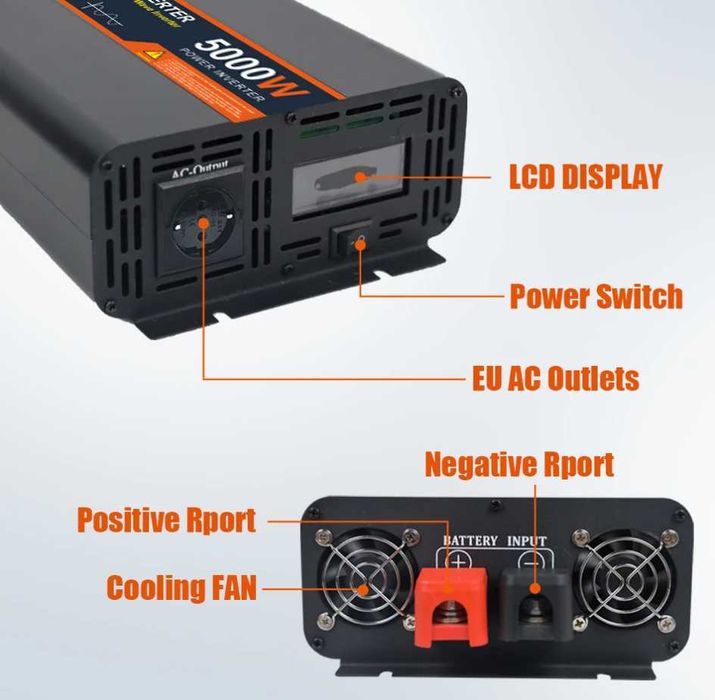 Чист синусоидален инвертор 4000W/5000W DC 12V/24V към AC 220V-50Hz