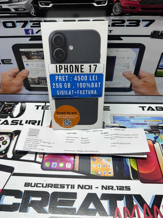 Iphone 17 SIGILAT+FACTURA / 256 GB / 100% BAT / CreativAmanet