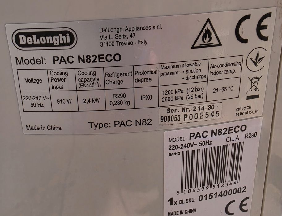 Мобилен климатик Delonghi Pac N82ECO