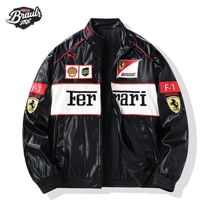 Гоночная куртка Ferrari в стиле Formula 1 на заказ красного и черного