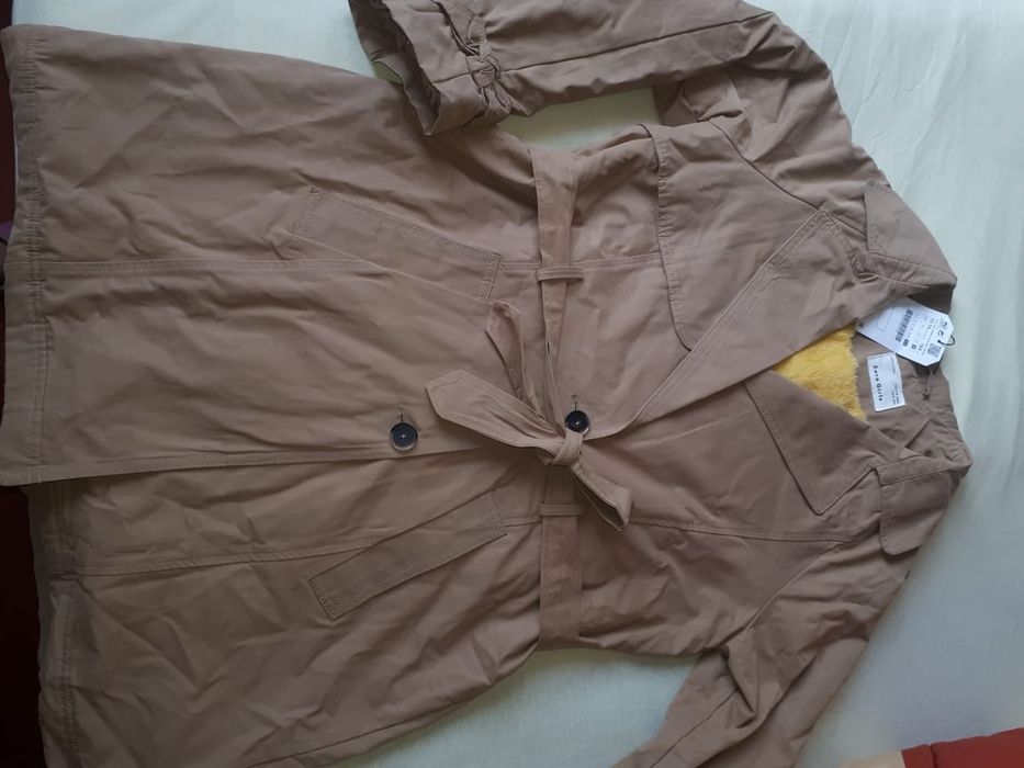 Новый модный утеплённый тренч плащ Zara на 11-14 лет