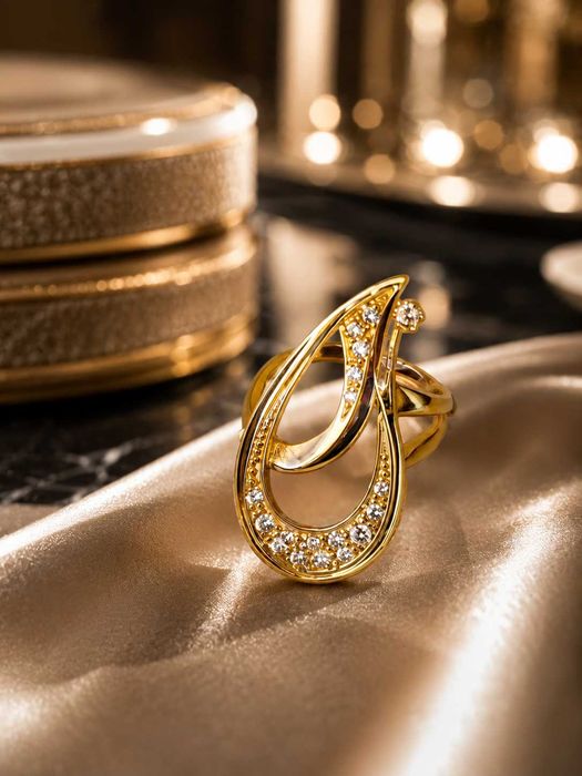 Inel Aur 585 (14K) Masiv cu Pietre Strălucitoare – Design Modern, Elegant