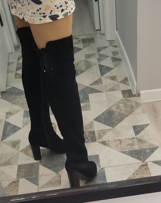 Замшевые ботфорты 37р