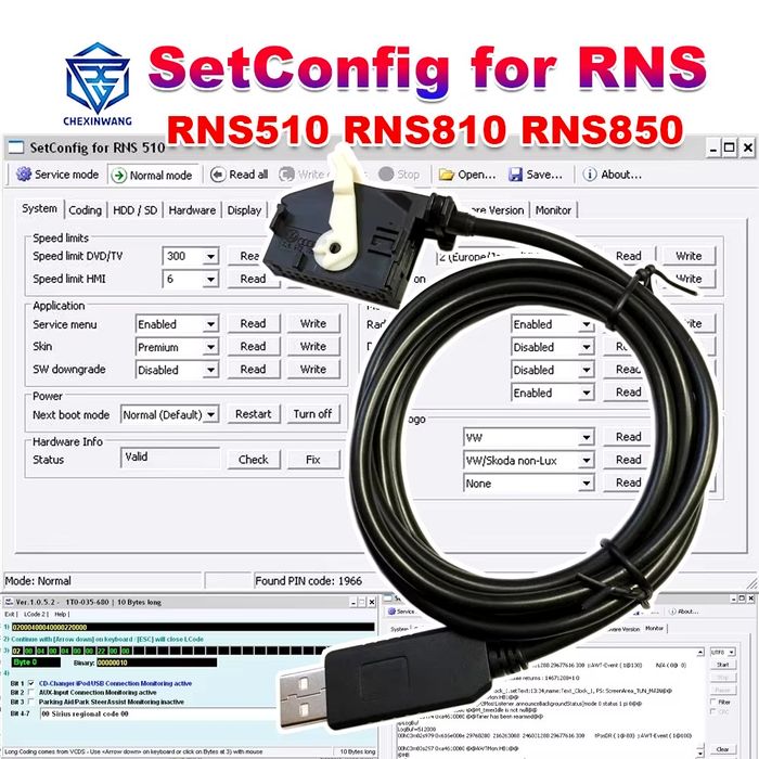 Cablu setconfig, TESTER RNS 510, RNS 810, RNS 850