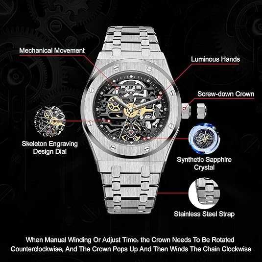 Мъжки автоматичен часовник FEICE FM019HOT Skeleton