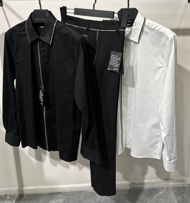 Camasa si pantaloni Dsquared 2 Calitate Premium Alb si Negru