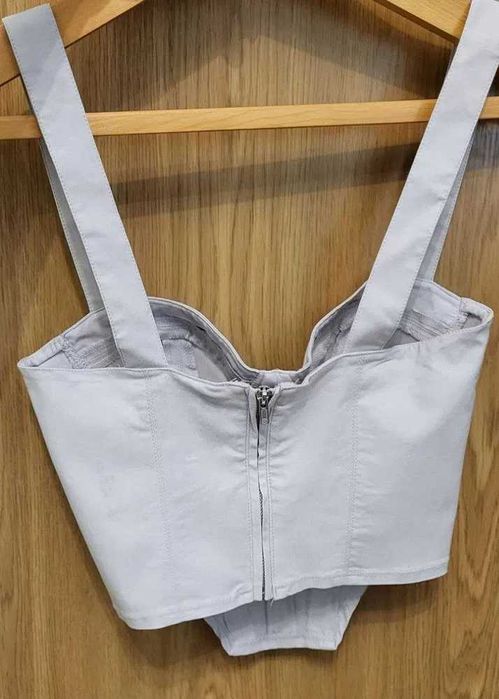 Укороченный топ в стиле бюстье H&M (XS, светло серый )