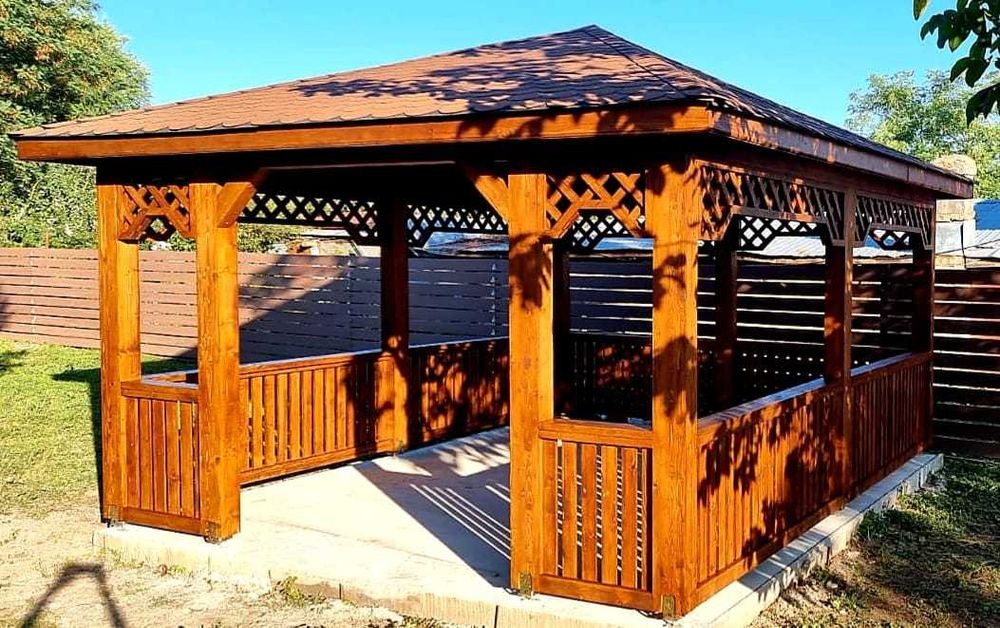 Foisor lemn 4x3m Bucuresti Ilfov montaj 4 ore pergola terasa pavilion