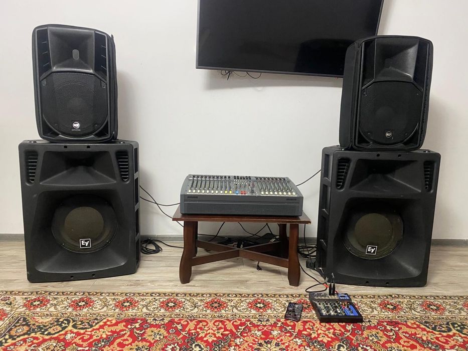 Sistem 2 RCF 712 A mk4, 2 EV SX500, mixer soundcraft spiritpower 1200