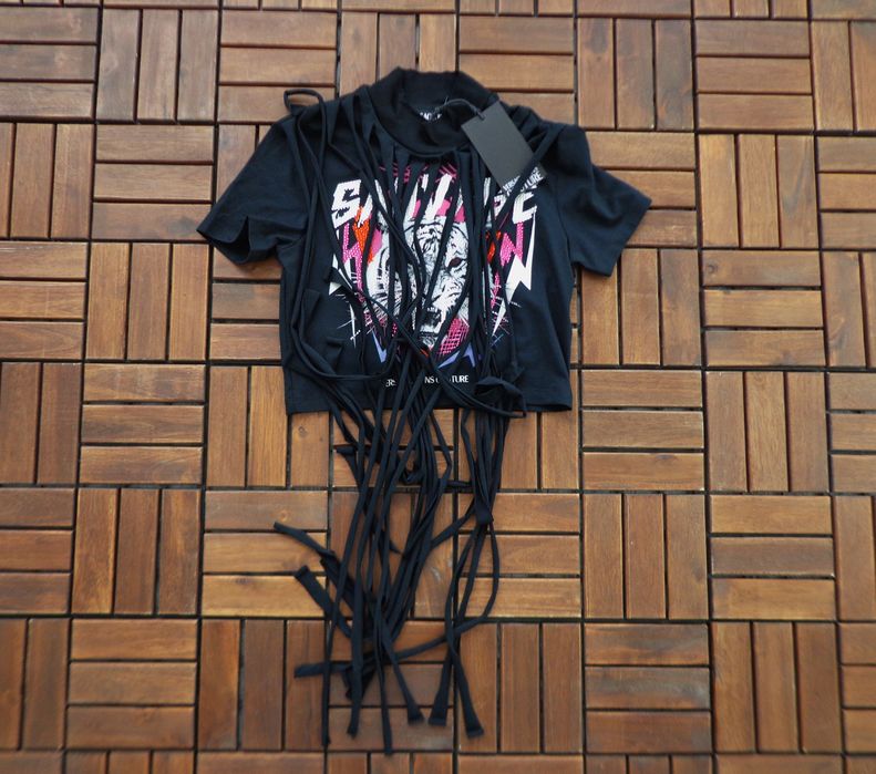 Дамска тениска Versace Jeans Black Fringed T-shirt