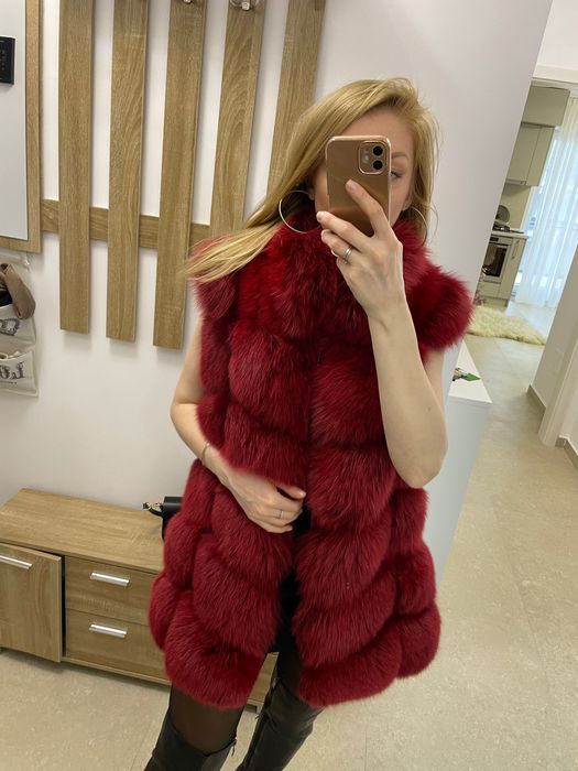 vestă de blană de vulpe arctică