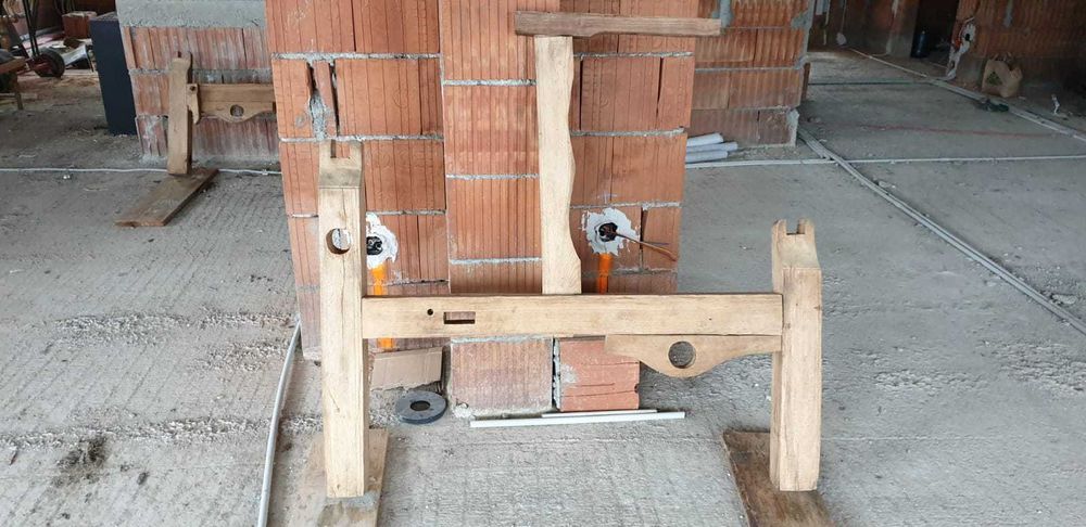 Război de țesut demontat 100 de ani + roată de tors + frângător