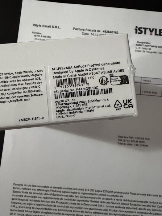 AirPods Pro 2 sigilate cu factura serie valabila