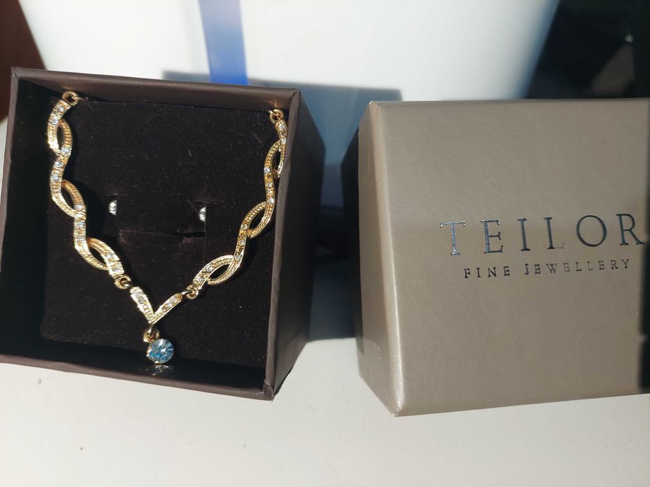 Set colier si cercei placate cu aur de 24k in cutie Teilor