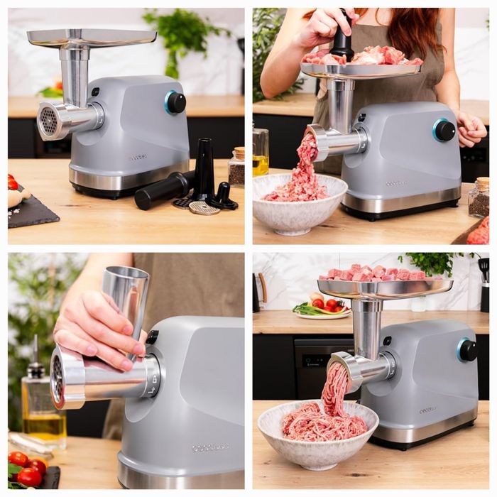 Crusher 1400 1360W електрическа месомелачка, с 1 нож и 3 режещи плочи.