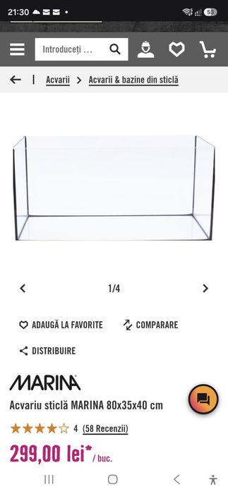 Acvariu Hornbach Acvariu sticlă MARINA 80x35x40 cm