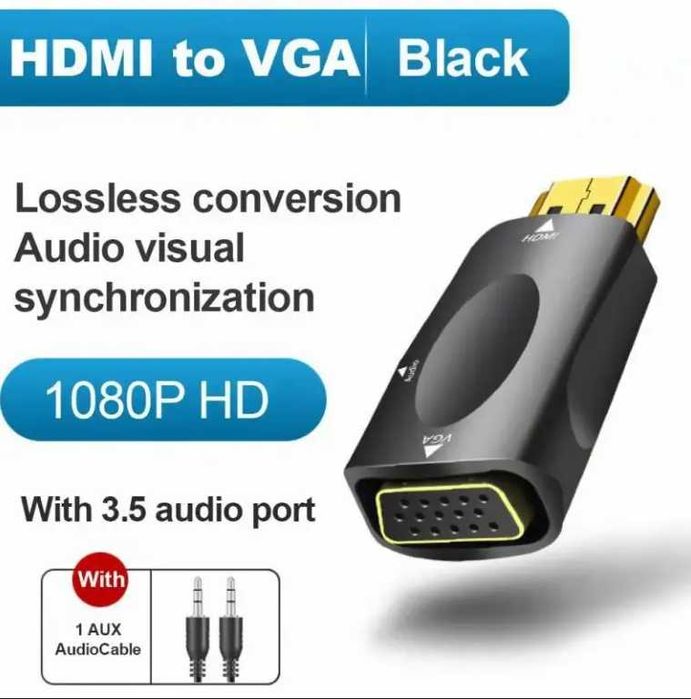 Новый в упаковке адаптер переходник HDMI to VGA с AUX кабелем
