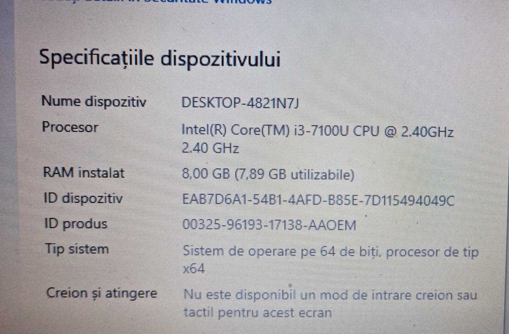 Vand Lenovo Thinkpad 13 i3 Gen 7