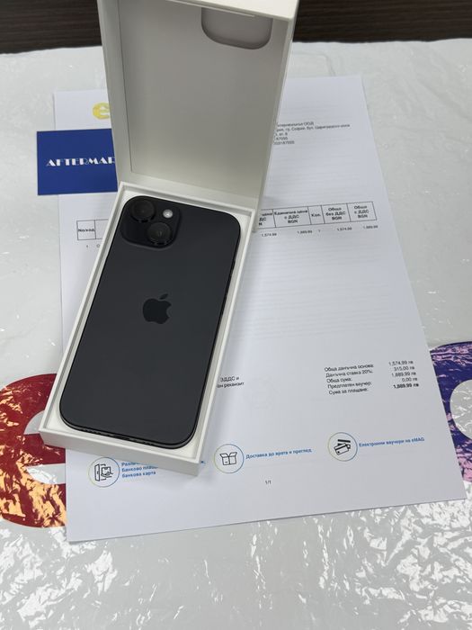 256GB iPhone 15 5G Гаранция Emag 2026 Black / черен