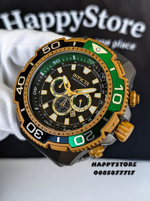 INVICTA Commandor Titanium green/gold 71 mm, Инвикта нов мъжки часовник