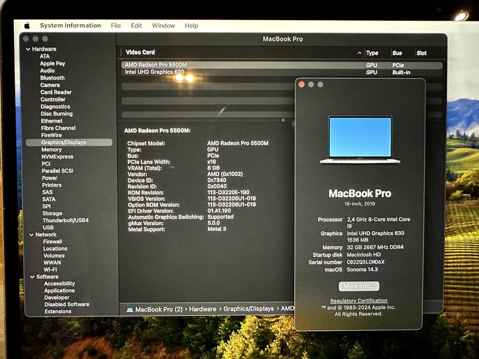 MacBook Pro 16-inch (2019) – i9, 32GB RAM, 2TB SSD, Radeon Pro 8GB