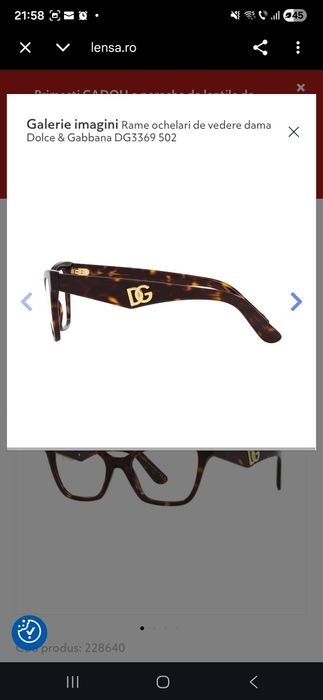 Vând rama ochelari dama Dolce gabbana